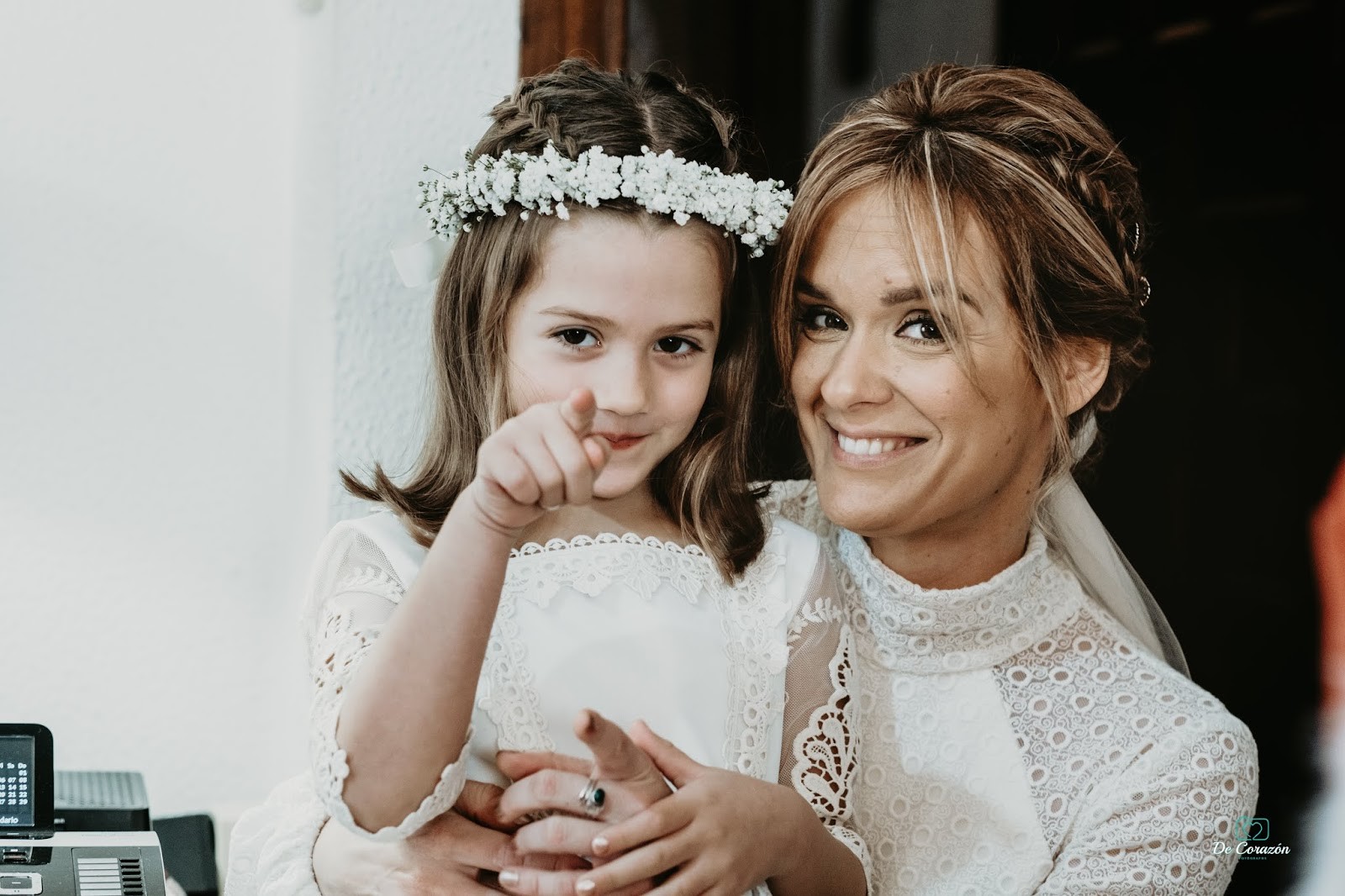 sobrina, dama de honor, novia, retrato, familia